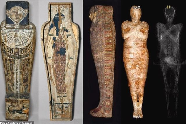 Hình ảnh xác ướp thai phụ 2.000 năm tuổi ở Ai Cập.