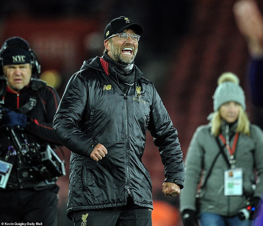 HLV Jurgen Klopp hào hứng sau chiến thắng