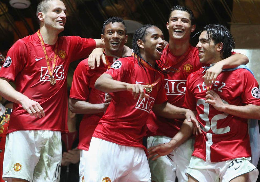 Anderson ăn mừng chức vô địch Champions League 2008 cùng M.U.