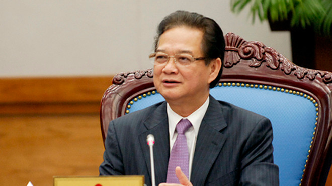 Thủ tướng Nguyễn Tấn Dũng phát biểu tại phiên họp. ảnh: N.Bắc