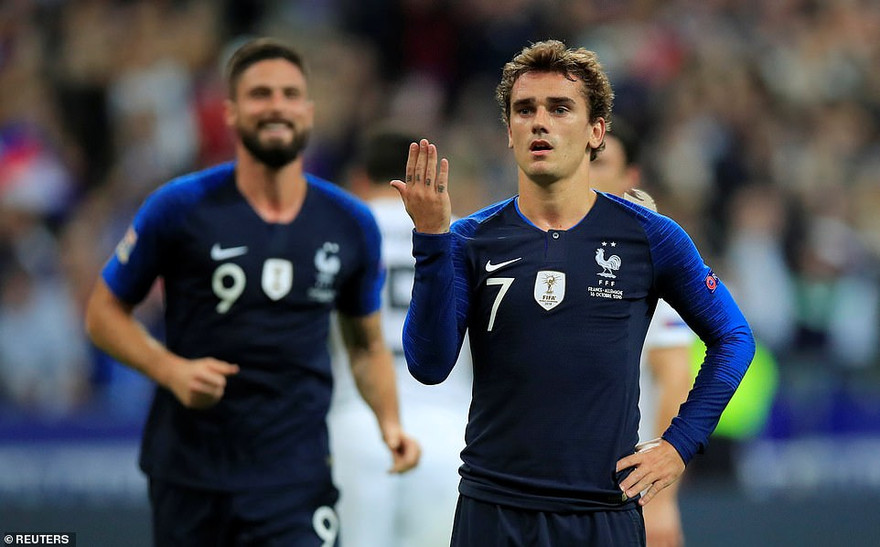 Antoine Griezmann lập cú đúp vào lưới tuyển Đức