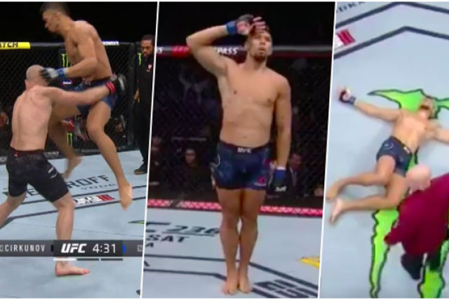 Johnny Walker ăn mừng chiến thắng sau khi hạ gục đối thủ.