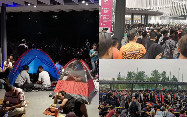 Các CĐV Malaysia xếp hàng từ tối qua để chờ mua vé.