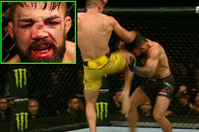 Pha ra đòn khiến Mike Perry dính chấn thương nặng.