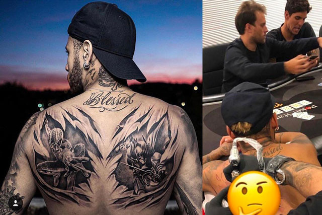 Neymar xăm mình khi đang đánh bài poker với bạn bè.