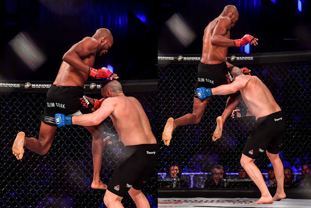 Michael Page hạ gục đối thủ.