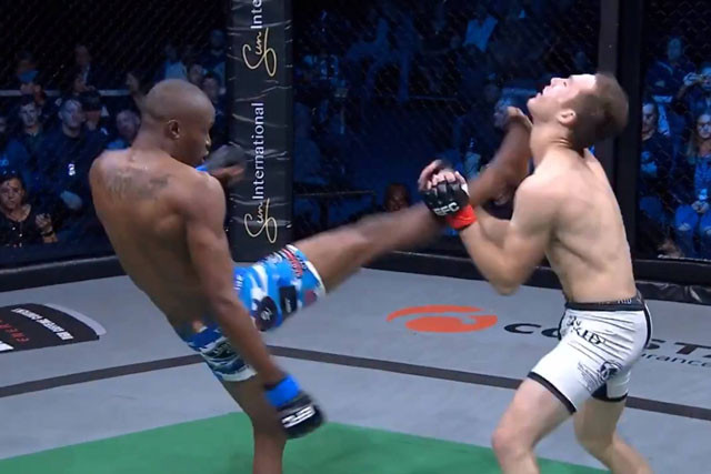 Asiashu Tshitamba tung cước hạ gục đối thủ.