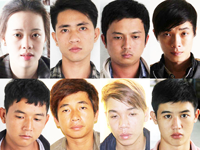 Ngân "cá dồ" (trên cùng bên trái) và đồng bọn.