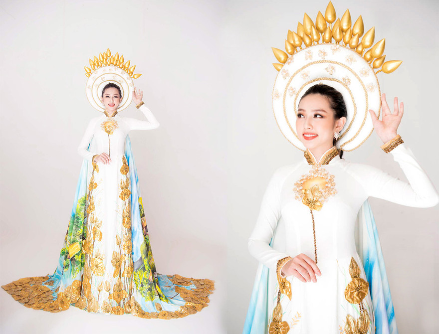 Thùy Tiên khoe vẻ đẹp nền nã với quốc phục truyền thống