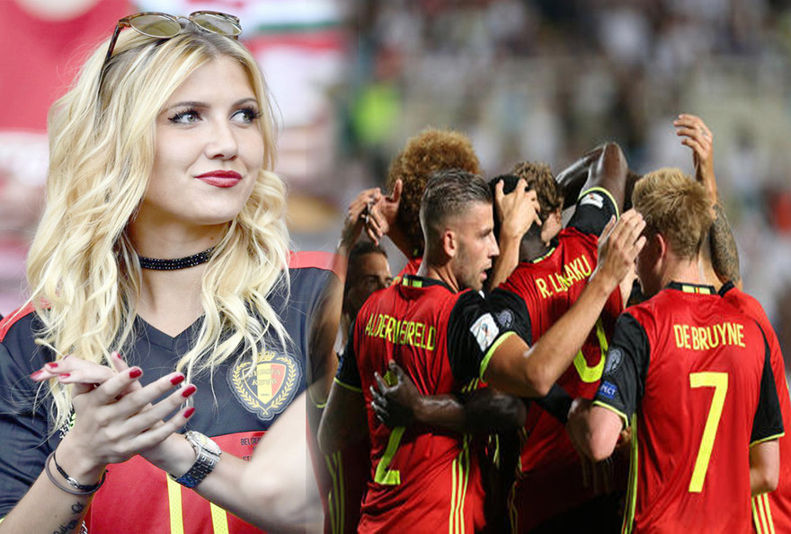 Nhan sắc Hoa hậu Bỉ "góp sức" cho chiến thắng của tuyển Bỉ tại WC 2018