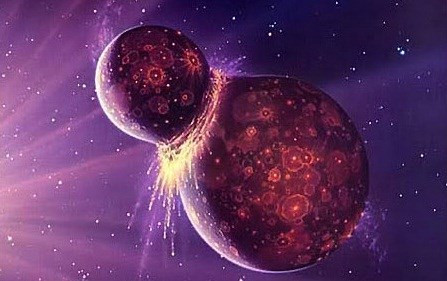 Hình ảnh đồ họa về vụ va chạm giữa Theia với Trái Đất non trẻ