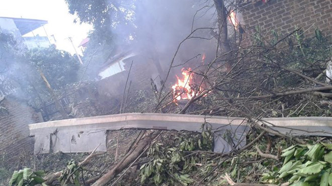 Hiện trường máy bay rơi. Ảnh: Vietnam+