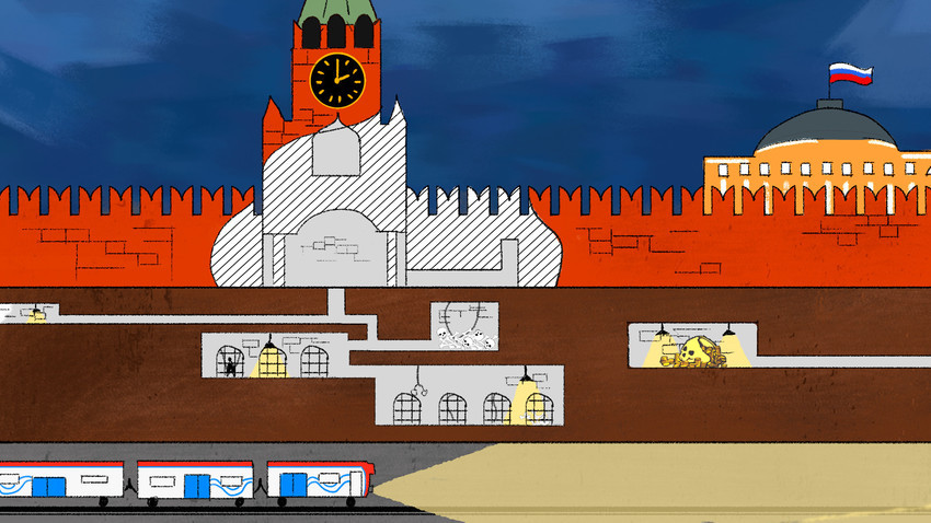 Bản vẽ phác thảo lòng đất bên dưới Điện Kremlin. Ảnh: RBTH 