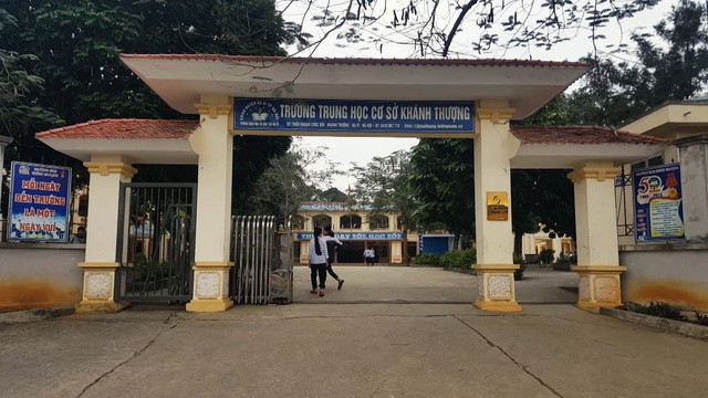 Trường THCS Khánh Thượng, nơi có một số nữ sinh bị lừa ép bán dâm. (Ảnh: Tuấn Anh) 