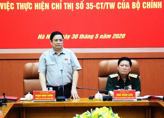 Đồng chí Phạm Minh Chính phát biểu tại buổi làm việc. - Ảnh: QĐND 