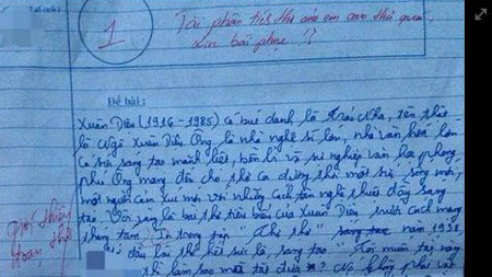 Bài kiểm tra văn 1 điểm khiến giáo viên phê "bái phục"