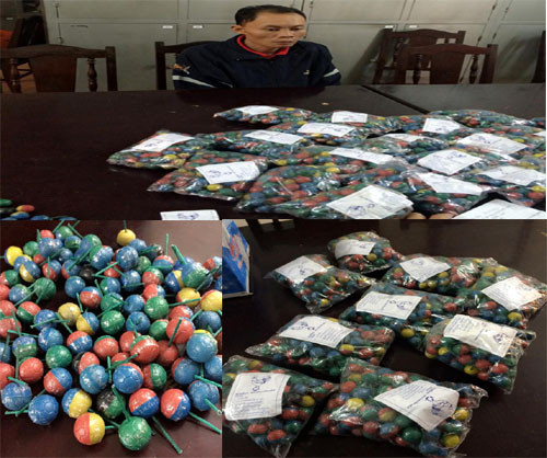 Tang vật pháo bi. Ảnh: Công an Thanh Hóa