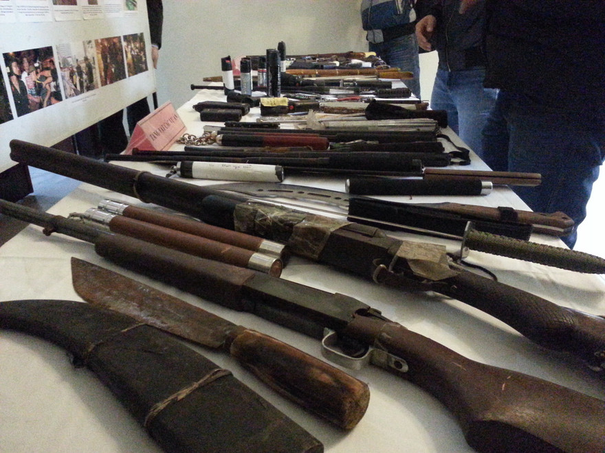 Vũ khí của các đối tượng mang theo khi tham gia giao thông bị lực lượng 141 thu giữ