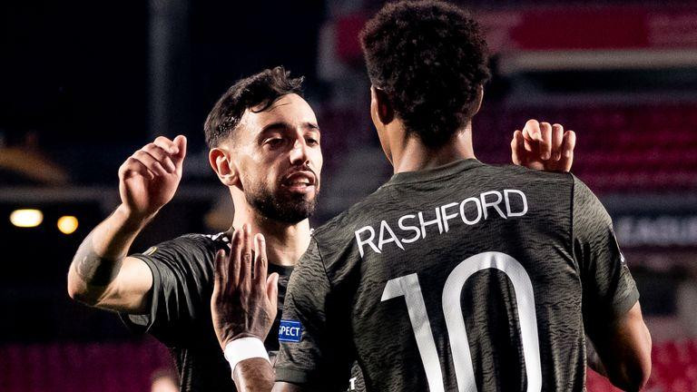 Bruno và Rashford là tác giả hai bàn thắng cho M.U