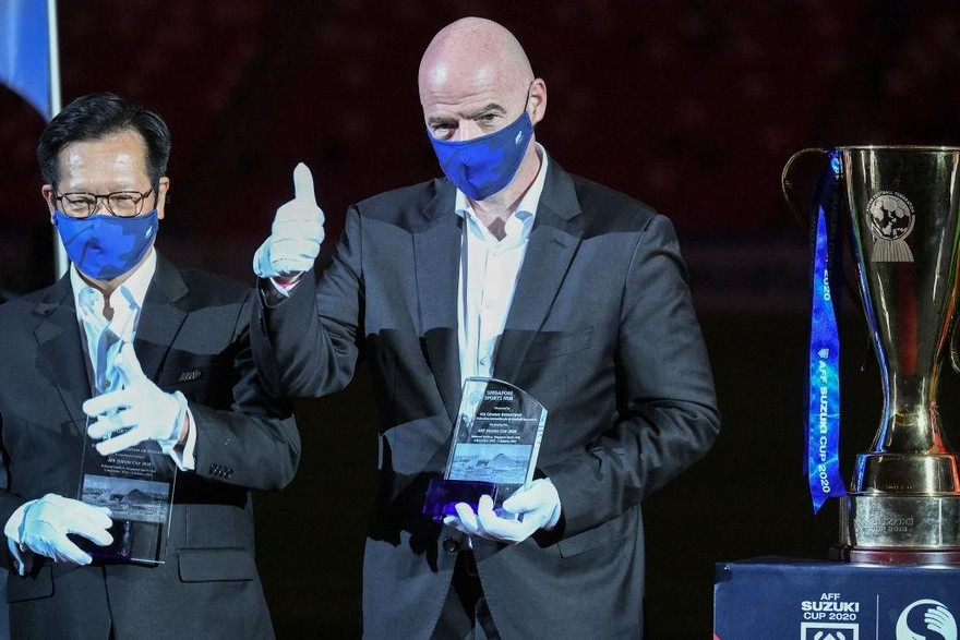 Ông Gianni Infantino tại lễ khai mạc AFF Cup 2020