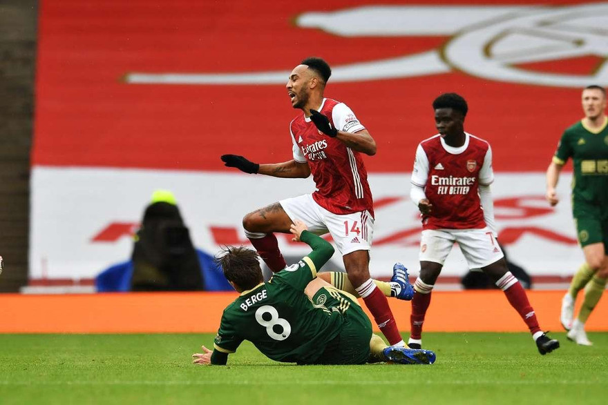 Aubameyang (số 14) gần như chắc chắn sẽ vắng mặt khi gặp Sheffield United