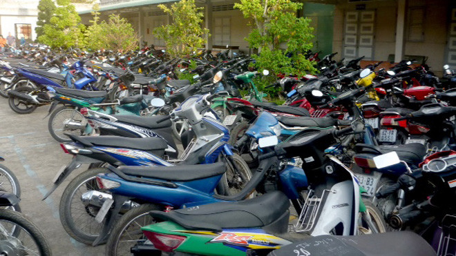 Các xe mô tô bị tạm giữ