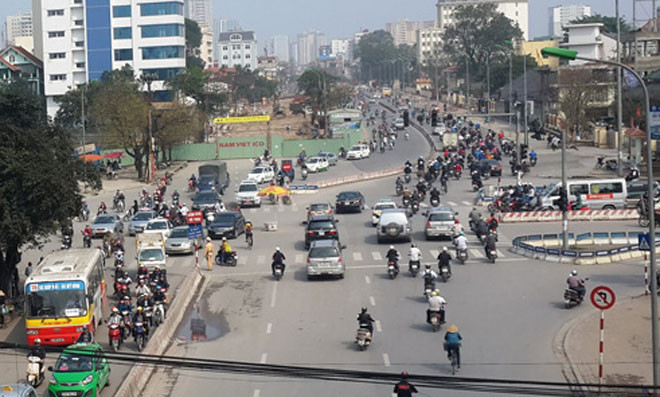 Đường Trường Chinh mở rộng bị nắn cong nhìn từ trên cao. Ảnh: Thanh Niên. 