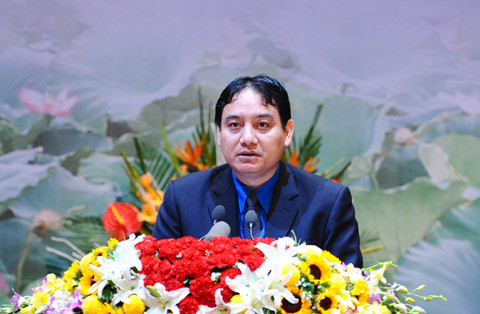 Anh Nguyễn Đắc Vinh - Bí Thư thứ nhất Trung ương Đoàn Thanh niên Cộng sản Hồ Chí Minh. Ảnh Hoàng Long