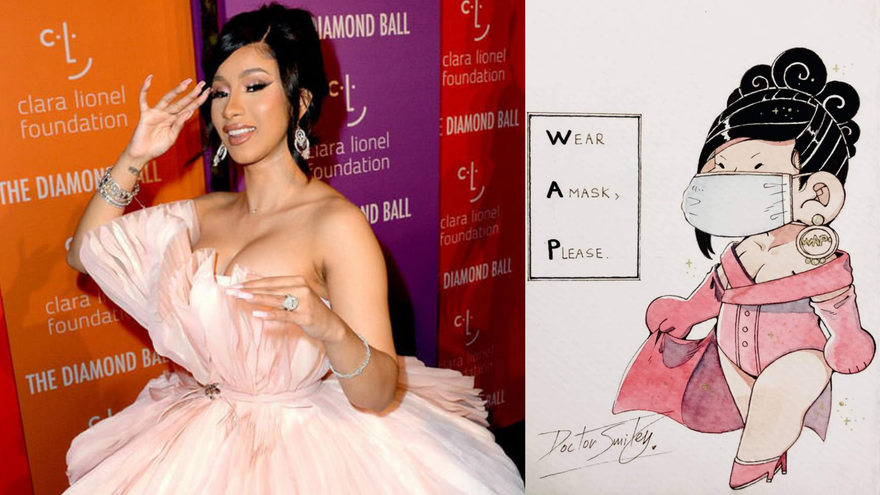 Cardi B chia sẻ bức tranh mang thông điệp chống dịch COVID-19 do fan Việt vẽ
