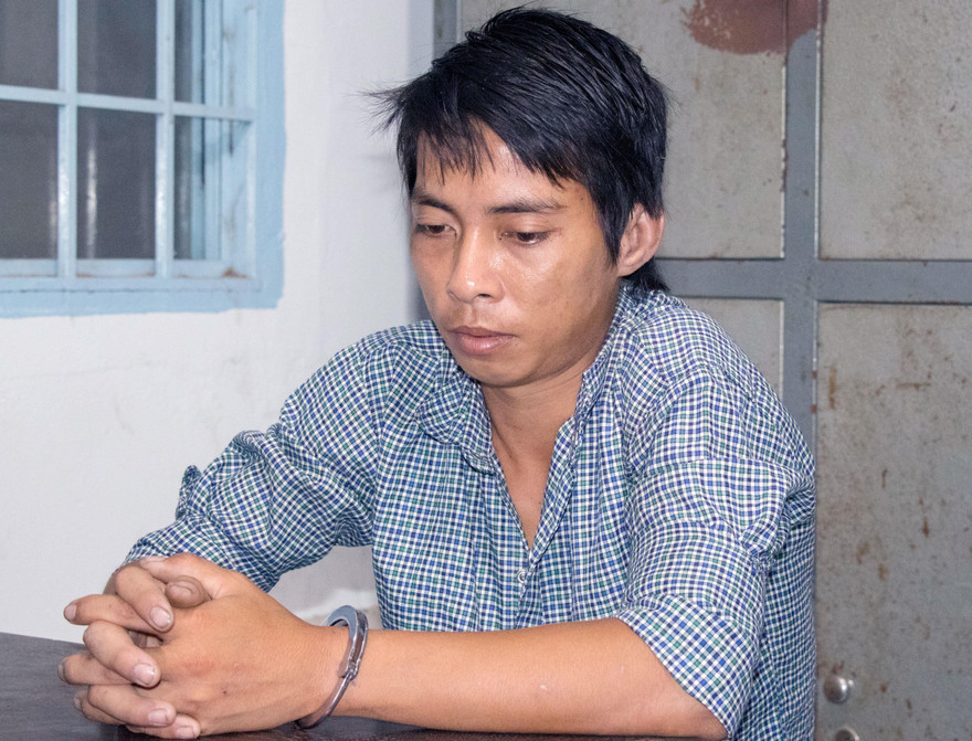 Võ Thanh Tùng tại cơ quan công an. Ảnh CA.