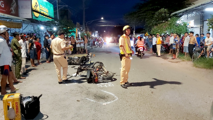 Hiện trường vụ tai nạn. Ảnh Châu Thành