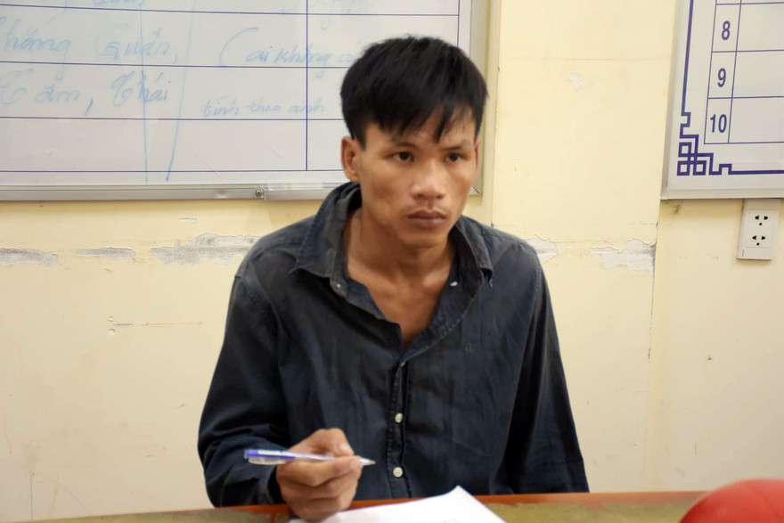 Đối tượng Thanh tại cơ quan công an. 