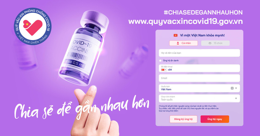 Ủng hộ Quỹ vắc-xin phòng COVID-19 trực tuyến dễ dàng qua website chính thức