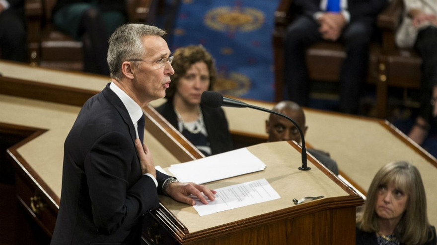 Tổng Thư ký NATO Jens Stoltenberg phát biểu trong phiên họp chung tại Quốc hội Mỹ