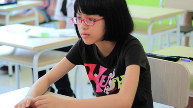 Em Bùi Minh Hiền trong phòng thi