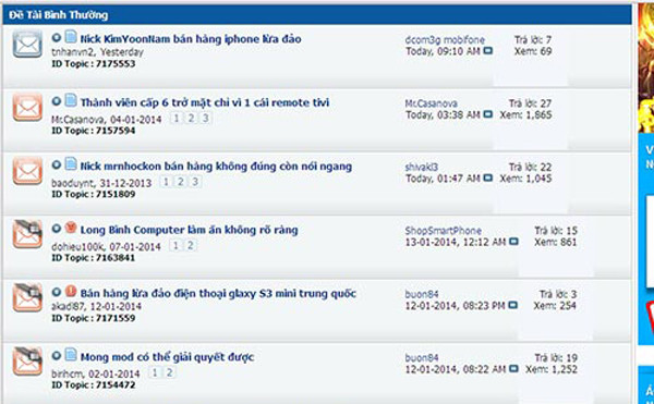 Chuyên mục cảnh báo lừa đảo trên một trang mạng mua bán