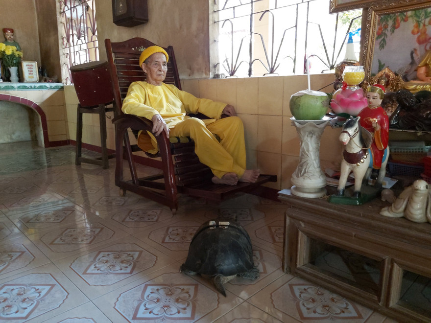 'Kỳ lạ' cụ rùa hơn trăm tuổi ở miền Tây biết... nghe kinh, ăn chay và giữ cửa