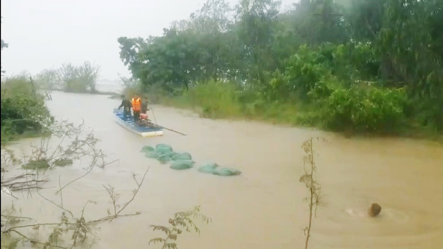 Hàng lậu bỏ trong túi nilon kéo qua biên giới. - Clip, ảnh: Biên phòng An Giang cung cấp