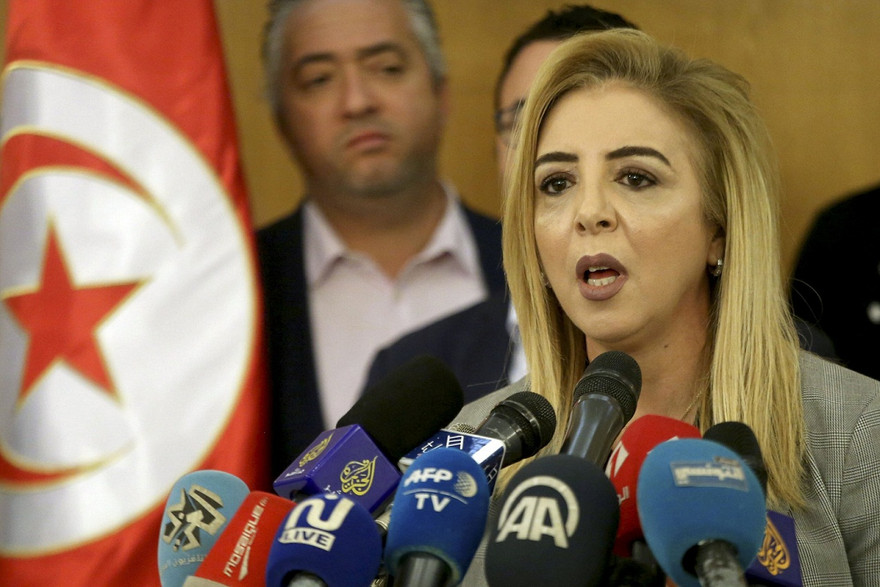 Bộ trưởng Y tế tạm thời của Tunisia, Sonia Ben Sheikh, tổ chức cuộc họp báo ở Tunis, Thứ Hai, ngày 11 tháng 3 năm 2019