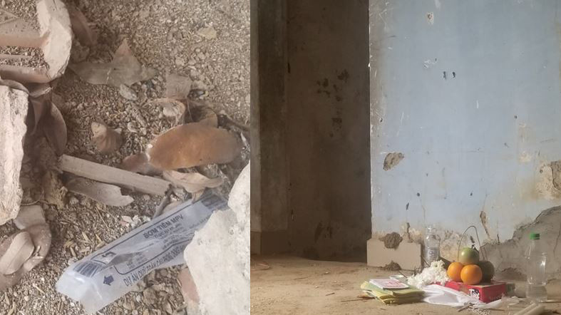 Căn nhà nơi được cho giam giữ nạn nhân có nhiều vỏ bơm kim tiêm đã qua sử dụng