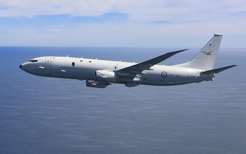 Hình ảnh P-8A Poseidon bay trên bầu trời. Ảnh: Không quân Mỹ