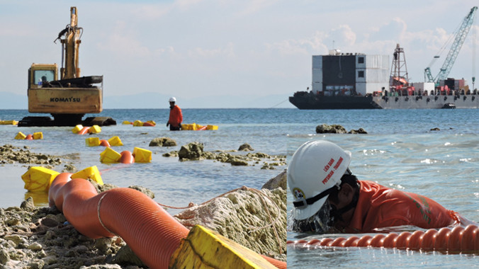 Kéo cáp ngầm ra đảo Lý Sơn