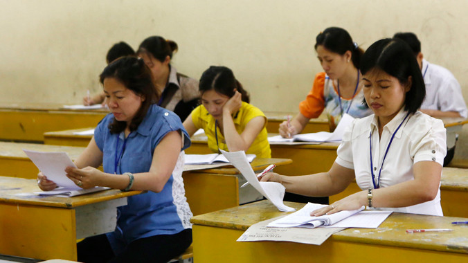 Chấm thi tại trường THPT Việt - Đức năm 2014. Ảnh: Như Ý