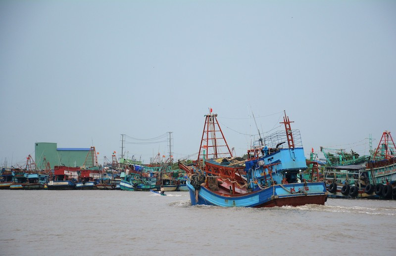 Tàu cá vào bờ trú bão 