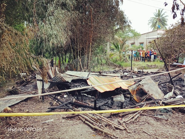 Hiện trường tan hoang sau khi bi phóng hỏa