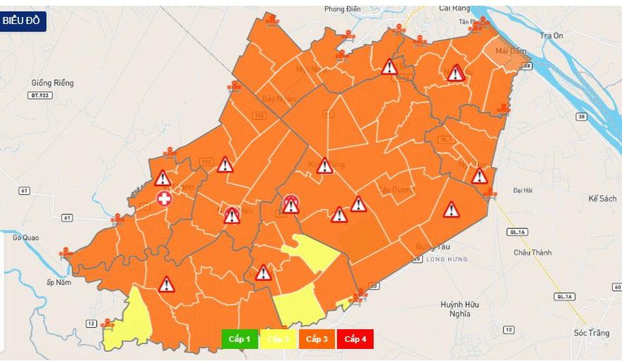 Bản đồ COVID-19 tỉnh Hậu Giang mới cập nhật.