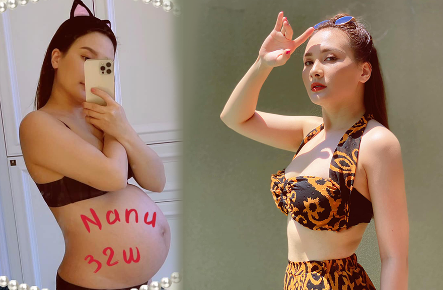 Bảo Thanh tung ảnh gợi cảm khoe bụng bầu ở cuối thai kỳ