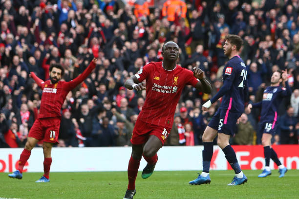 Sadio Mane ăn mừng bàn thắng trước Bournemouth 
