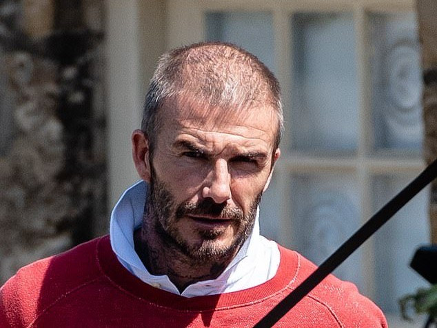 Hình ảnh Beckham với mái tóc thưa hồi đầu tuần này.