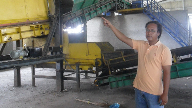Dây chuyền phân loại rác nhập từ Đức trị giá 30 tỷ đồng đang im lìm. ẢNH: HOÀ HỘI